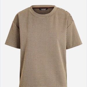 Lauren Ralph Lauren Houndstooth Double Knit Jacquard Top in Brownies